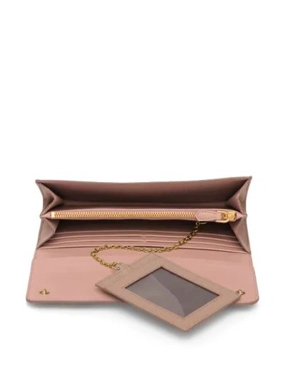 Shop Prada Logo Continental Wallet In Pink