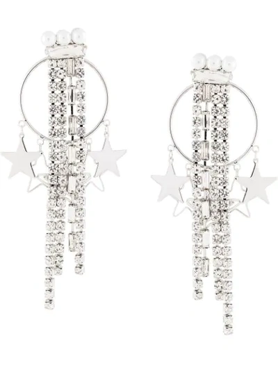 Shop Venna Star Hoop Fringe Drop Earrings In Silver