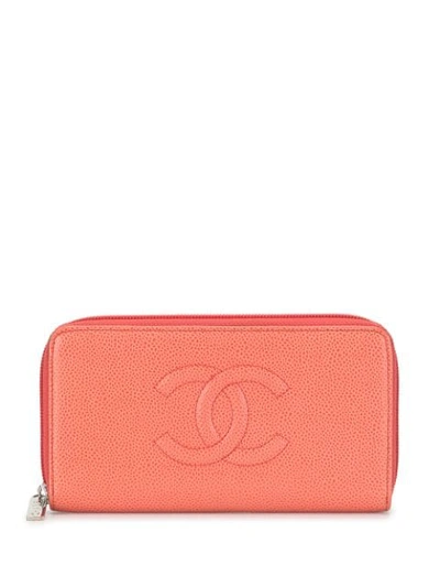 Pre-owned Chanel 2013 Cc Logo Wallet In Pink