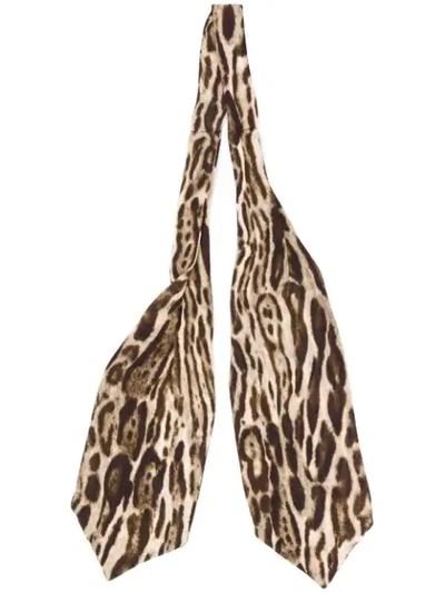 Shop Saint Laurent Large Ocelot-print Ascot Tie In Brown