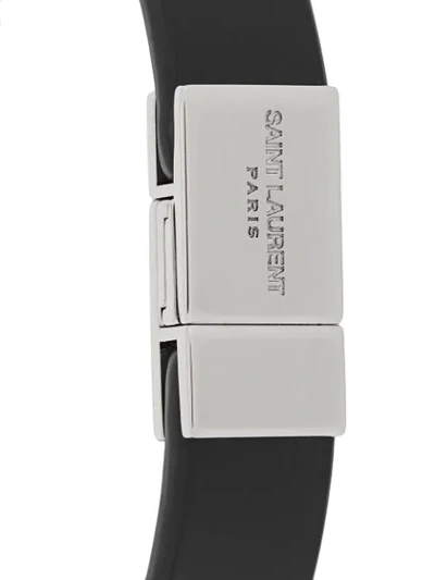 Shop Saint Laurent Monogram Leather Bracelet In Black