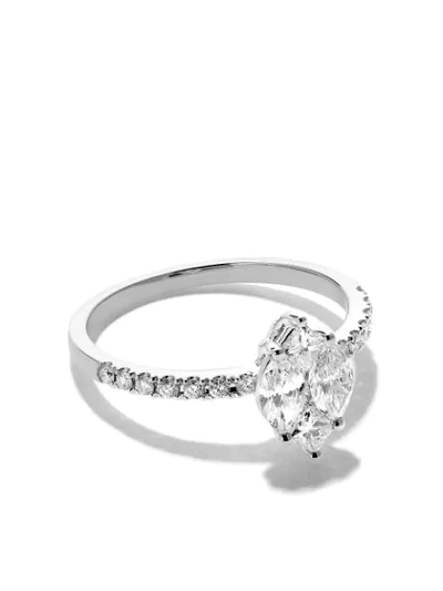 Shop As29 18kt White Gold Mye Marquise Illusion Diamond Ring In Silver