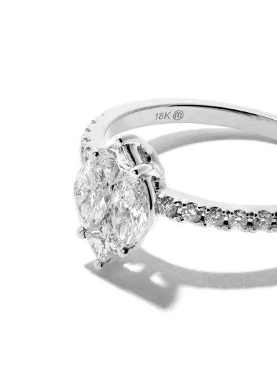 Shop As29 18kt White Gold Mye Marquise Illusion Diamond Ring In Silver