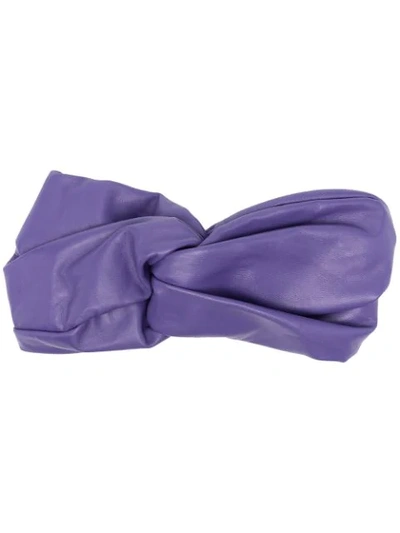 Shop Manokhi Knotted Leather Headband In Purple