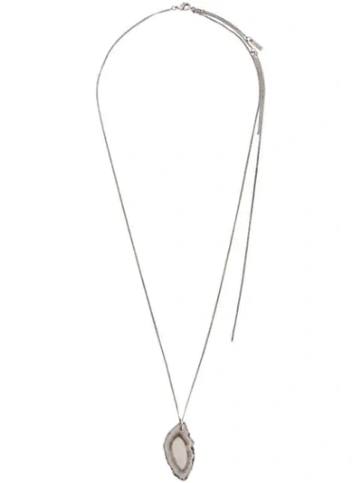 Shop Saint Laurent Agate Charm Necklace In Metallic