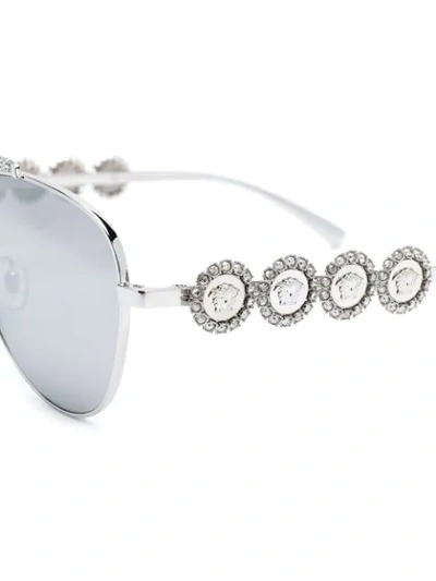 Shop Versace Oversized Aviator Sunglasses In Silver