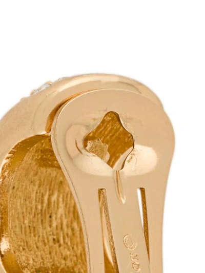 Pre-owned Dior  Swarovski Crystal Demi-hoop Clip-on Earrings In Metallic