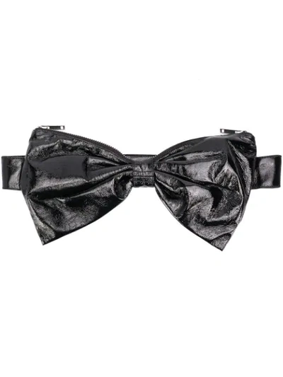 Shop Rotate Birger Christensen Faux Leather Zip Bow Belt In Black