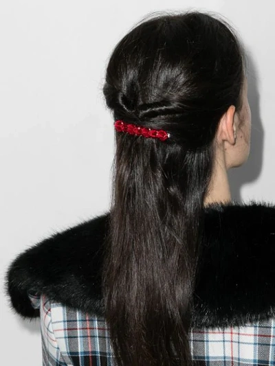 Shop Simone Rocha X Browns 50 Crystal Flower Hair Clip In Red