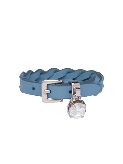 Shop Miu Miu Crystal-embellished Bracelet In Blue