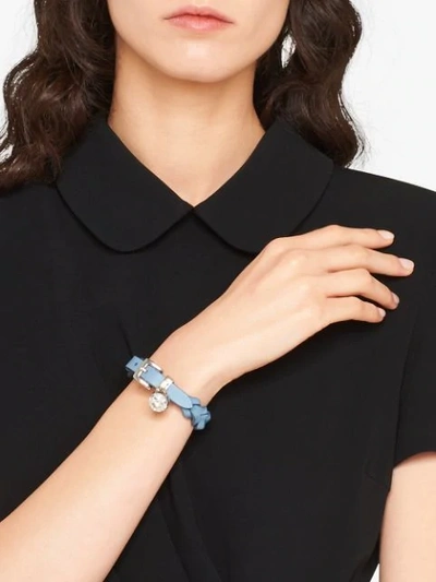 Shop Miu Miu Crystal-embellished Bracelet In Blue