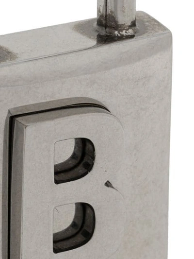 Shop Balenciaga B-logo Padlock Earrings In Silver