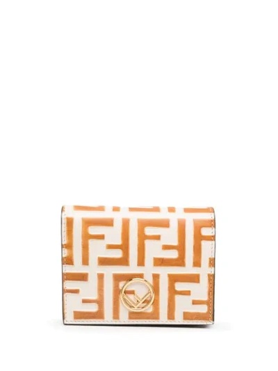 Shop Fendi Zucca Monogram Wallet In Neutrals