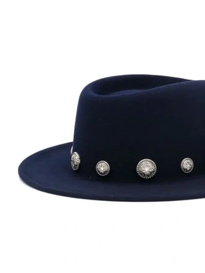 Shop Maison Michel Coin-embellished Fedora Hat In Blue