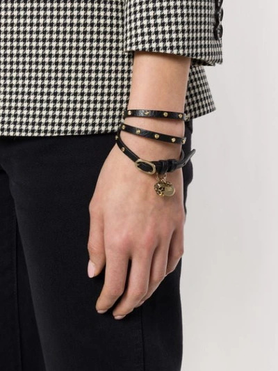 Shop Alexander Mcqueen Studded Charm Bracelet In Black