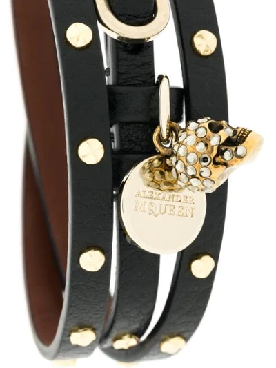 Shop Alexander Mcqueen Studded Charm Bracelet In Black