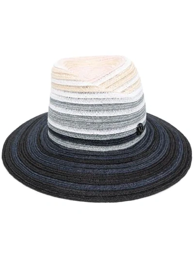 Shop Maison Michel Virginie Hemp Straw Fedora Hat In Blue
