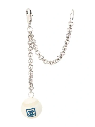 Pre-owned Chanel Logo Bag Charm In White
