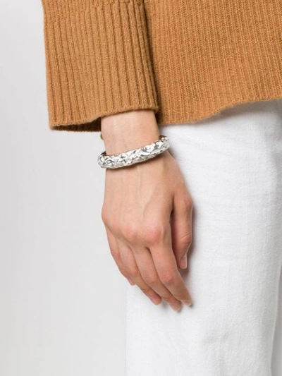 Shop Chloé Textured Cuff Bracelet In Silver