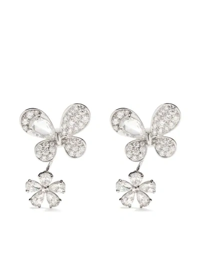 Shop David Morris 18kt White Gold Pixie Diamond Earrings