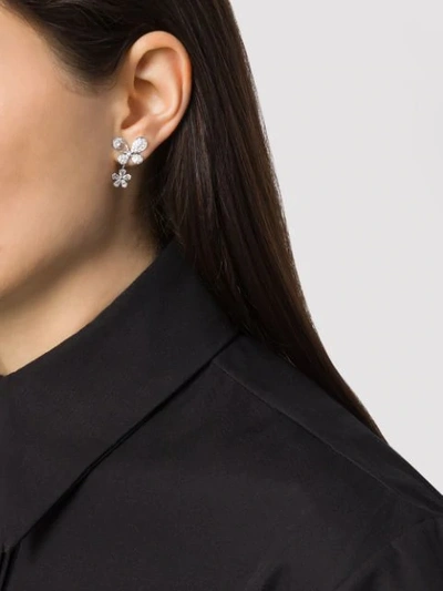 Shop David Morris 18kt White Gold Pixie Diamond Earrings