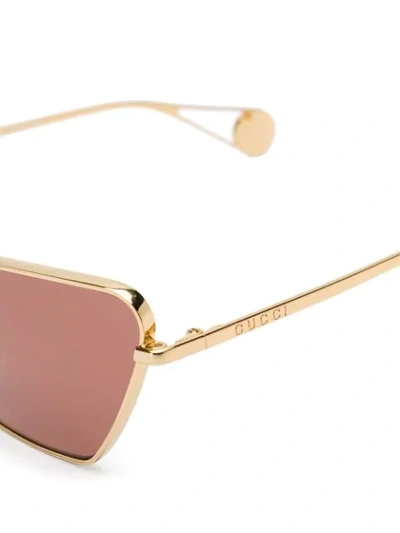 Shop Gucci Rectangular Sunglasses In Gold