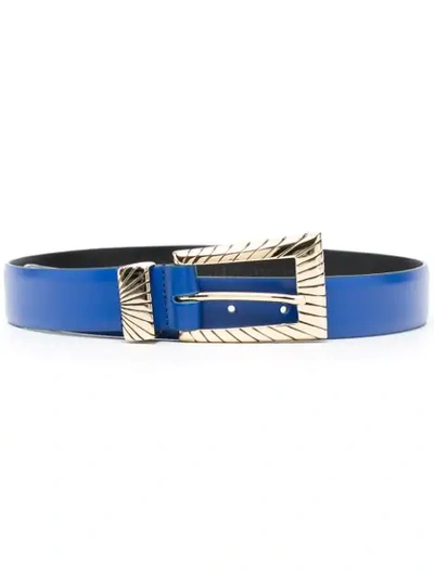 Shop Alberta Ferretti Engraved Leather Belt In Blue
