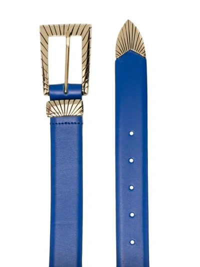 Shop Alberta Ferretti Engraved Leather Belt In Blue