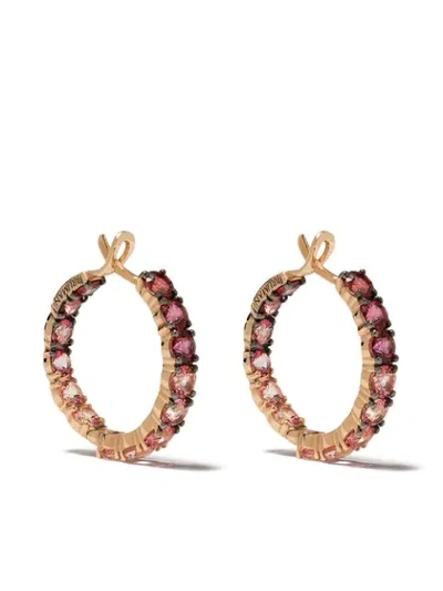 Shop Brumani 18kt Rose Gold Topaz Hoop Earrings In Rose Gold And Pink