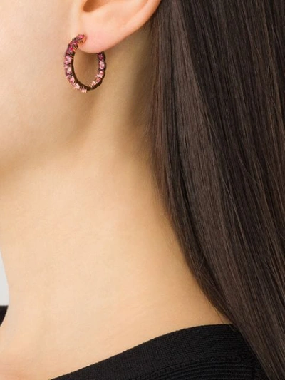 Shop Brumani 18kt Rose Gold Topaz Hoop Earrings In Rose Gold And Pink