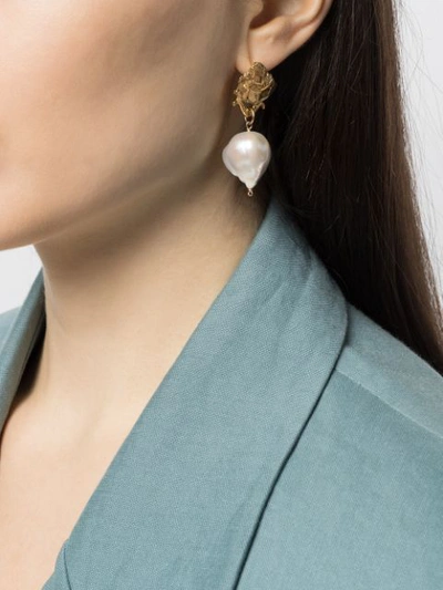 Shop Alighieri Draped Pearl Earrings In Gold