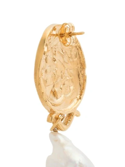 Shop Alighieri Draped Pearl Earrings In Gold