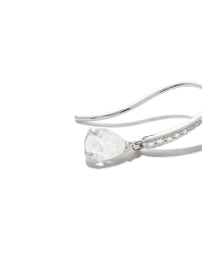 Shop As29 18kt White Gold Mye Pave Diamond Pear Drop Earrings In Silver