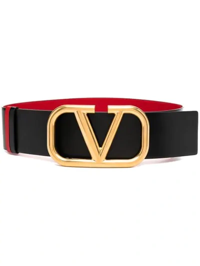 Shop Valentino Vlogo Buckle Belt In Black