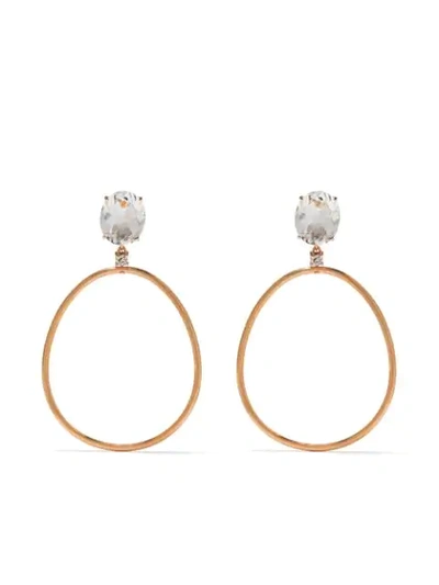 Shop Brumani 18kt Rose Gold Oba Diamond And Quartz Earrings