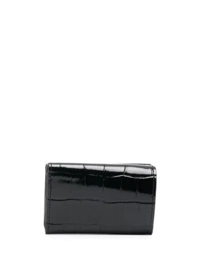 Shop Balenciaga Croc-effect Leather Wallet In Black