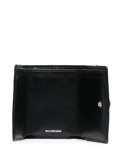 Shop Balenciaga Croc-effect Leather Wallet In Black