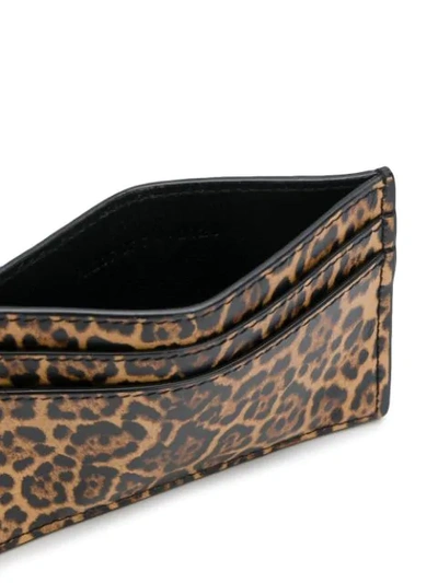 Shop Saint Laurent Leopard-print Cardholder In Brown