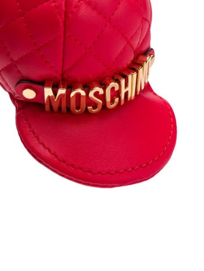 Shop Moschino Baseball Cap Keyring In Red