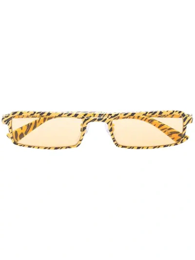 Shop Balenciaga Tiger Print Rectangular-frame Sunglasses In Yellow