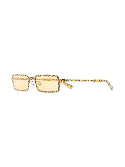 Shop Balenciaga Tiger Print Rectangular-frame Sunglasses In Yellow