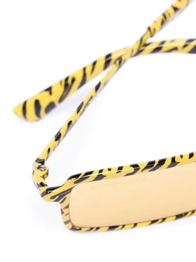 Shop Balenciaga Tiger Print Rectangular-frame Sunglasses In Yellow