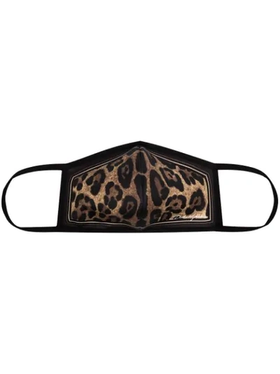 Shop Dolce & Gabbana Leopard-print Face Mask In Brown