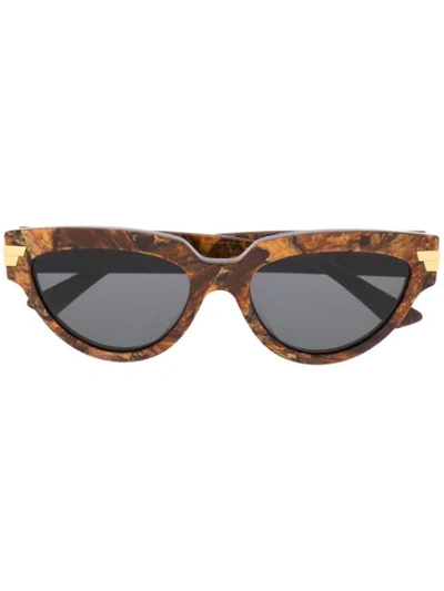 Shop Bottega Veneta Cat Eye Sunglasses In Brown
