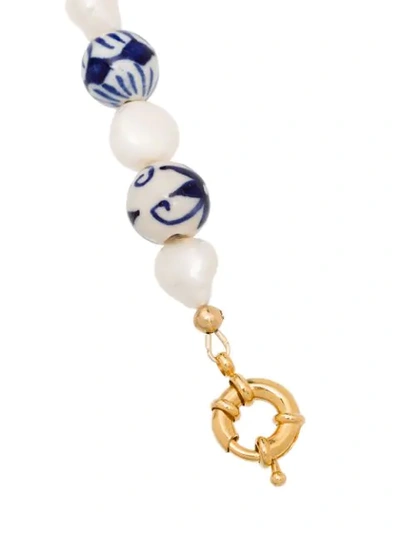 Shop Brinker & Eliza Aurora Gold-plated Pearl Anklet In Blue