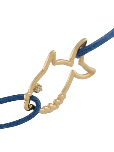 Shop Aliita Pececito Knotted Cord Bracelet In Blue