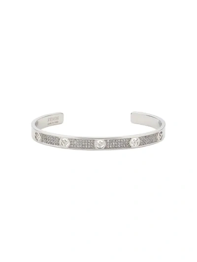 Shop Fendi F Is  Cuff Bracelet In Silver