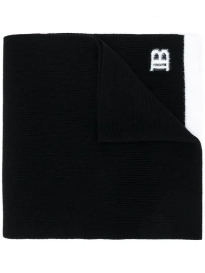 Shop Balmain Logo Embroidered Scarf In Black