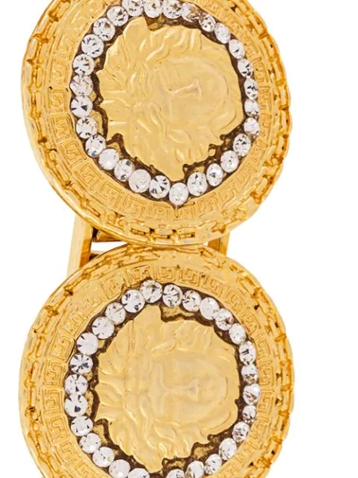 Pre-owned Versace Crystal Detailed Medusa Bracelet In Gold