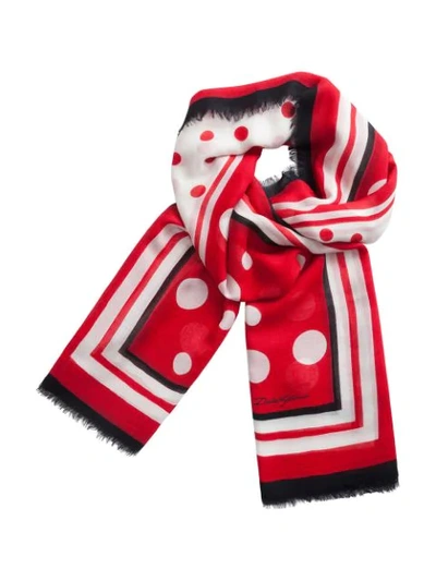 Shop Dolce & Gabbana Polka-dot Print Scarf In Red